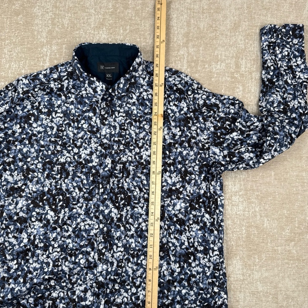 INC International Concepts Size XXL Black White Paint Splatter Pattern Button Up - Picture 2 of 5